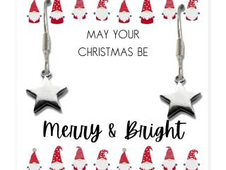 Silver Star Earrings - May Your Christmas Be Card Gift