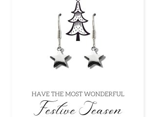 Silver Star Earrings - Festive Season Card Gift