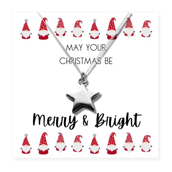 Small Merry & Bright Christmas Gift Hamper - Silver Star Necklace, Chocolates & Candle - Image 2