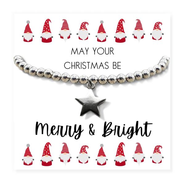 Small Merry & Bright Christmas Gift Hamper - Silver Star Bracelet, Chocolates & Candle - Image 2