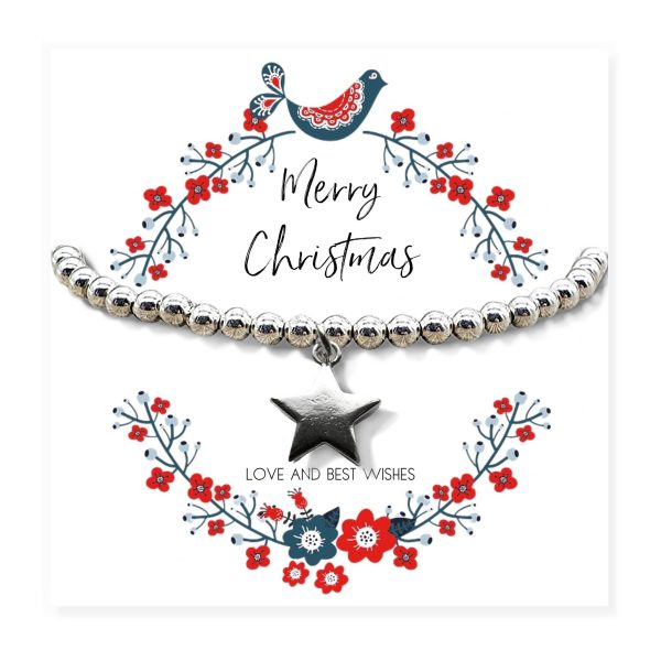 Christmas Star Beaded Bracelet & Gift Card