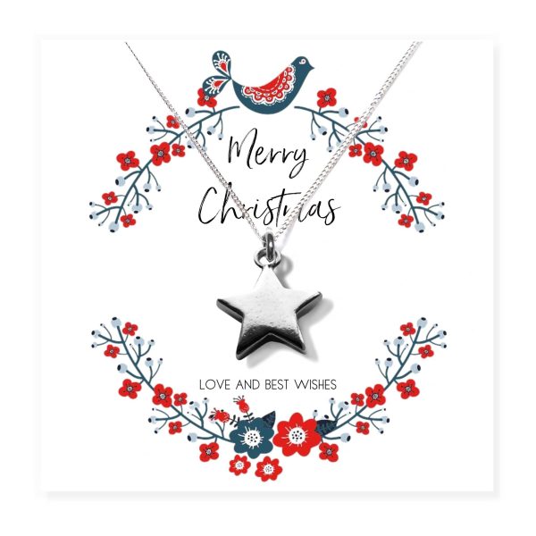 Small Merry Christmas Star Gift Hamper - Silver Star Necklace, Chocolates & Candle - Image 2