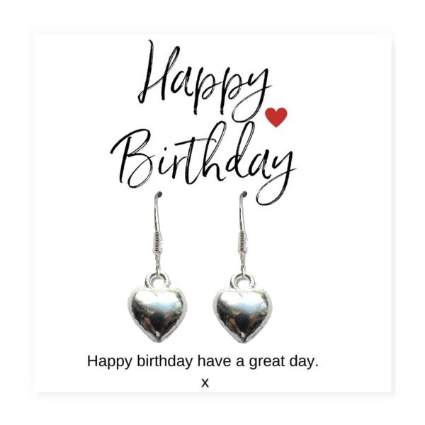 Small Happy Birthday Gift Hamper - Silver Heart Drop Earrings, Chocolates & Candle - Image 2