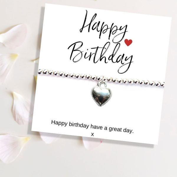 Small Happy Birthday Gift Hamper - Silver Heart Bracelet, Chocolates & Candle - Image 2