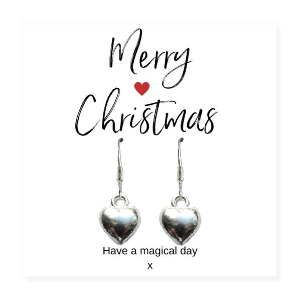 Small Merry Christmas Gift Hamper - Silver Heart Drop Earrings, Chocolates & Candle - Image 3