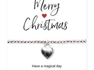 Silver Heart Bracelet & Merry Christmas Gift Card