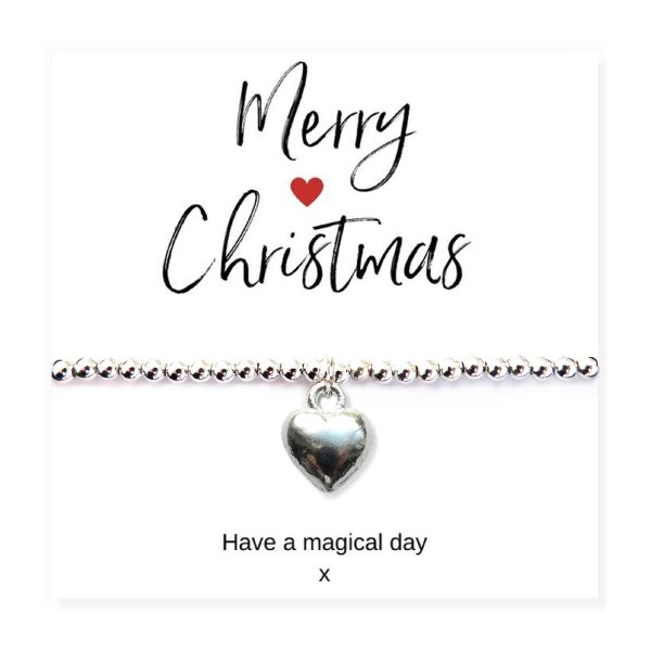 Small Merry Christmas Gift Hamper - Silver Heart Bracelet, Chocolates & Candle - Image 2