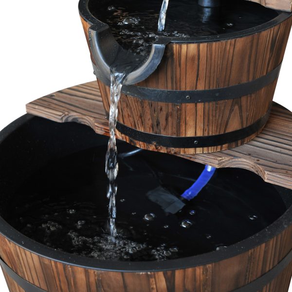 Wooden Water Pump Fountain, 2 Tier-Fir Wood/Steel - Image 8