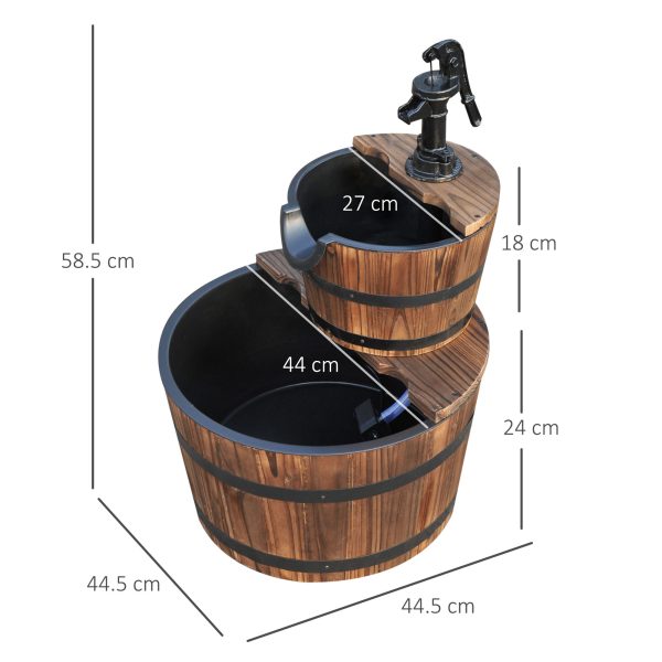 Wooden Water Pump Fountain, 2 Tier-Fir Wood/Steel - Image 5