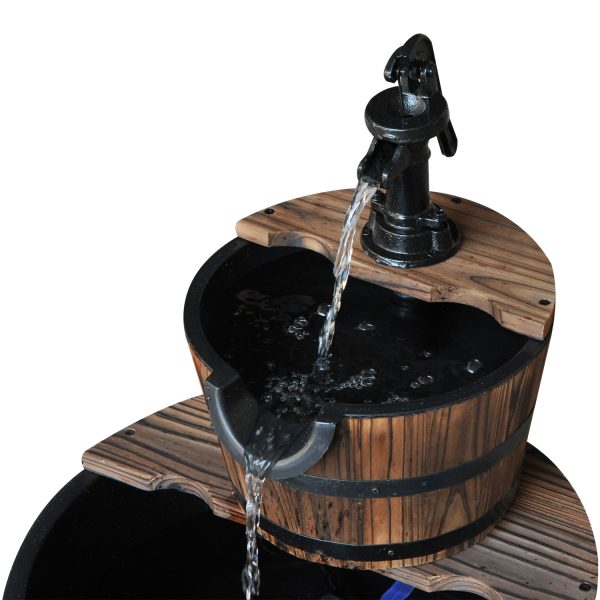 Wooden Water Pump Fountain, 2 Tier-Fir Wood/Steel - Image 7
