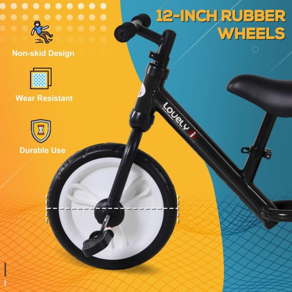 Kids Balance Training Bike Toy w/ Stabilizers For Child 2-5 Years Black - Image 7