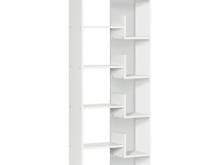 HOMCOM 6-Tier Bookshelf Freestanding Decorative Storage Shelves for Home White