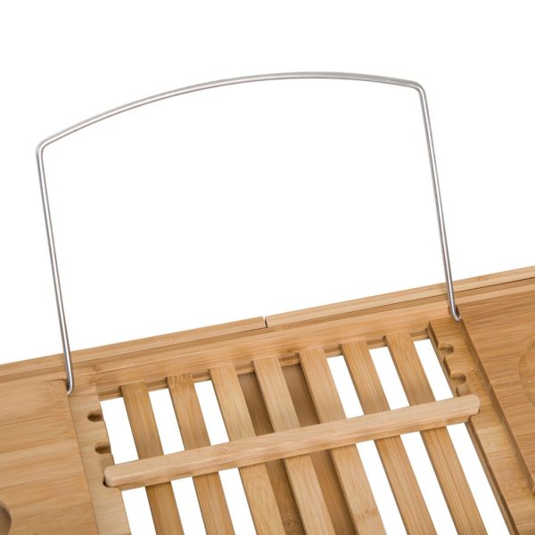 HOMCOM Extendable Bath Tub Bathroom Tray Bathtub Caddy Shelf Wine Holder Book - Image 7