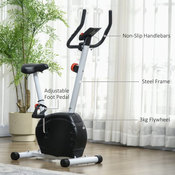 SPORTNOW Exercise Bike with Heart Rate Sensor for Home Use, White - Image 7