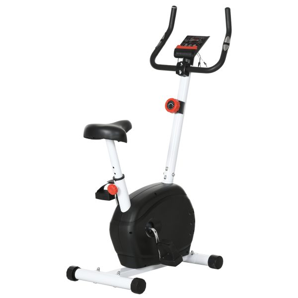 SPORTNOW Exercise Bike with Heart Rate Sensor for Home Use, White