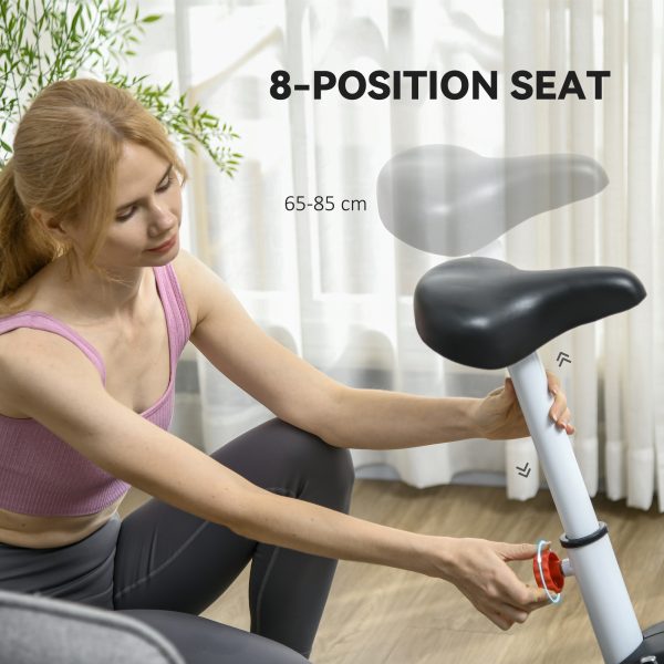 SPORTNOW Exercise Bike with Heart Rate Sensor for Home Use, White - Image 6