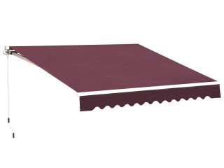 Manual Retractable Awning, 3x2.5 m-Red