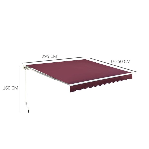 Manual Retractable Awning, 3x2.5 m-Red - Image 5