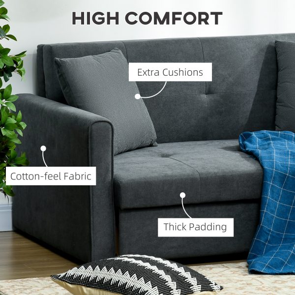 HOMCOM 2 Seater Sofa Bed Convertible Bed Settee with 2 Cushions Storage - Image 6