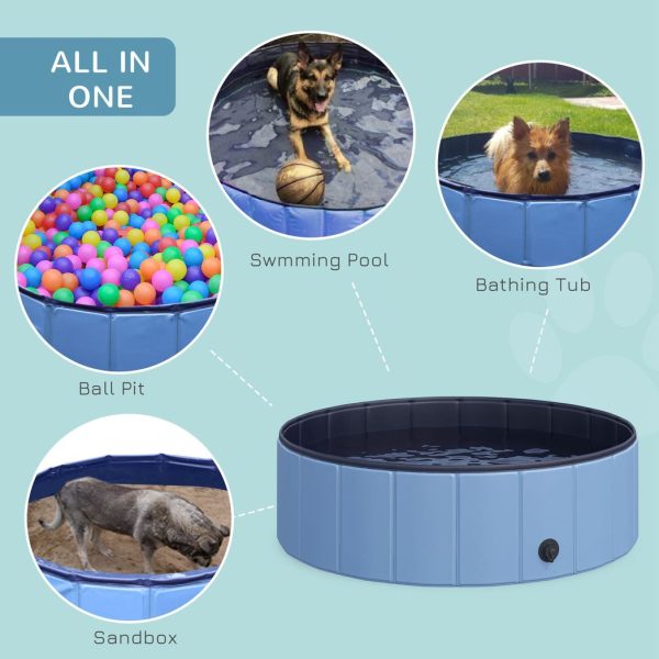 Pet Cat Dog Swimming Pool Indoor Outdoor Bathing Foldable Inflate 100cm Pawhut - Image 3