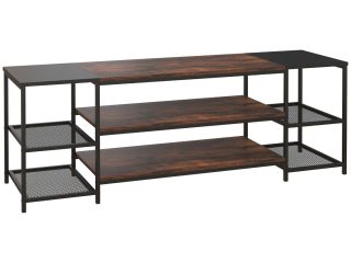 HOMCOM TV Unit Cabinet for TVs up to 65Inches with Shelves Brown and Black