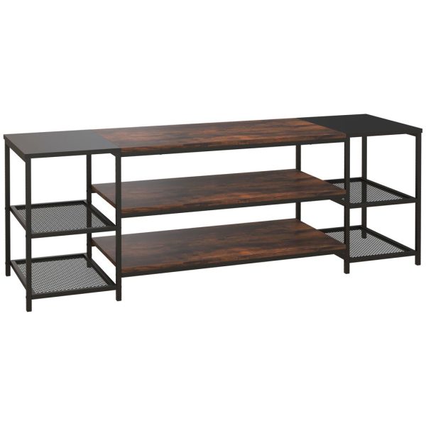 HOMCOM TV Unit Cabinet for TVs up to 65Inches with Shelves Brown and Black