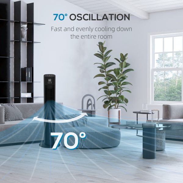 HOMCOM Oscillating Tower Fan Cooling with Ice Pack, Water Tank, Children Lock - Image 7