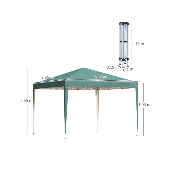 3x3 m Heavy Duty Pop Up Gazebo, 210 D Oxford Cloth-Green - Image 5