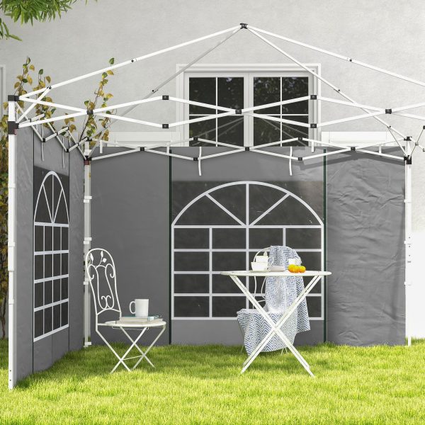 Outsunny 3x3(m) or 3x6m Pop Up Gazebo Side Panels Replacement, 2 Pack, Grey - Image 8
