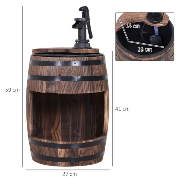 Outsunny Wood Barrel Pump Garden Fountain Water Feature Flower Planter Stand New - Image 5