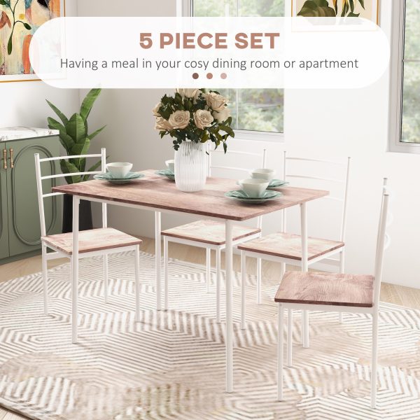 HOMCOM 5 Piece Dining Table and Chairs Set, Space Saving Table and 4 Chairs - Image 3