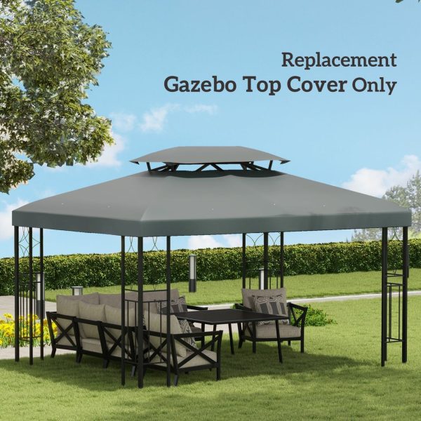 3x4m Gazebo Replacement Roof Canopy 2 Tier Top UV Cover Patio Deep Grey - Image 7