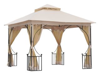 Metal Gazebo With Sides Beige  3m x 3m Waterproof Gazebo