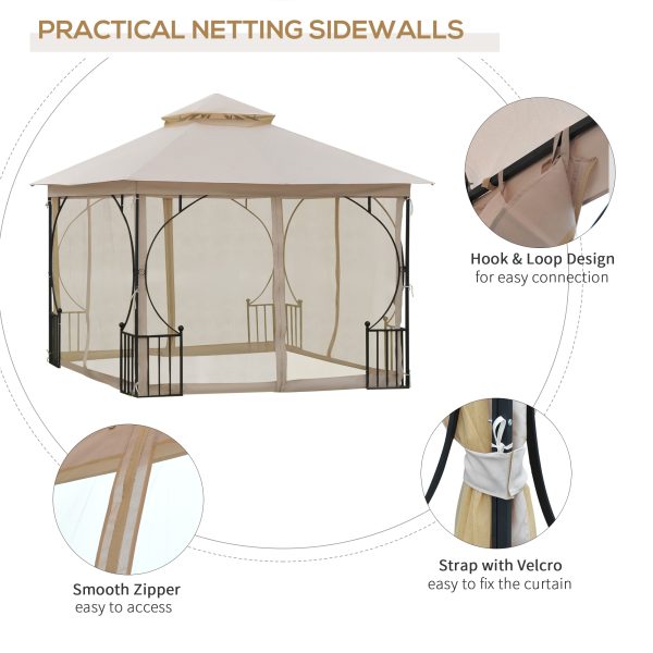 Metal Gazebo With Sides Beige  3m x 3m Waterproof Gazebo - Image 6