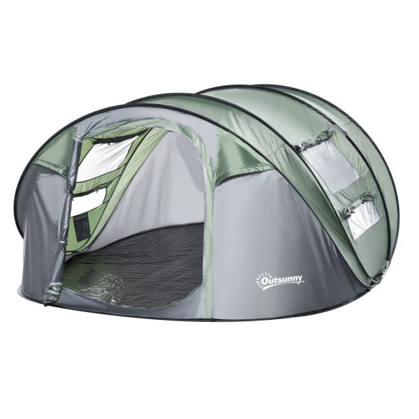 Camping Tent Dome Tent Pop-up Design with 4 Windows for 4-5 Person Outsunny