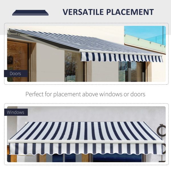 Manual Retractable Awning, size (3m x 2.5m)-Blue/White - Image 4