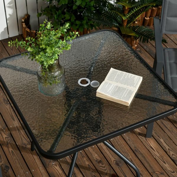 Square Patio Table, Tempered Glass Top Garden Dining Table 76 x 76cm Outsunny - Image 7
