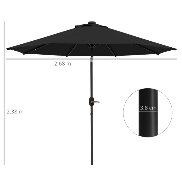 Outsunny 24 LED Solar Powered Parasol Umbrella Garden Tilt Outdoor String Light - Image 5