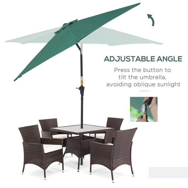 Patio Umbrella Parasol Sun Shade Garden Aluminium Green 2.7M - Image 4