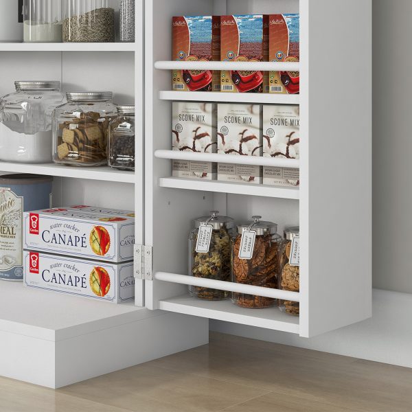 HOMCOM Kitchen Cupboard with Double Doors, 5-Tier Shelf, 12 Spice Racks, White - Image 8