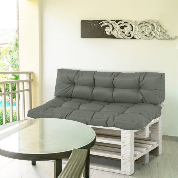 2Pcs Garden Tufted Pallet Cushion Seat Pad Back Cushion Patio Dark Grey - Image 7