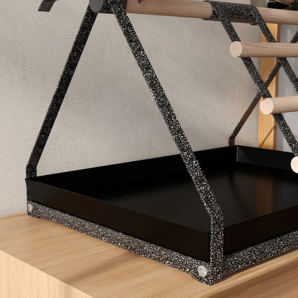 Portable Bird Stand Resting Stainless Steel Base Perch Ladder Bowls - Image 7