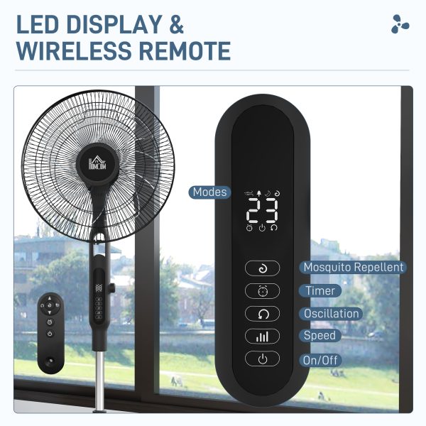 HOMCOM 12V DC Standing Fan with 75Â° Oscillation Mosquito Repellent Function - Image 5