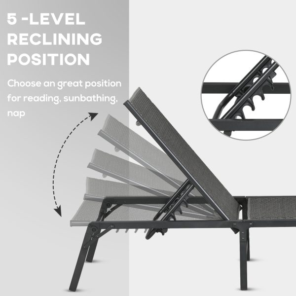 Outsunny Foldable PE Rattan Sun Lounger with 5-Level Adjustable Backrest - Image 4