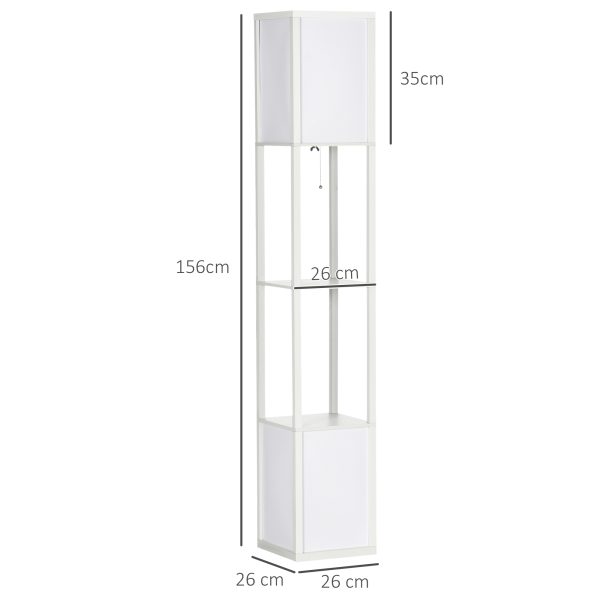 HOMCOM Shelf Floor Lamp with Dual Light, for Living Room, Bedroom, White - Image 3