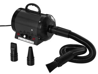 2800W Dog Hair Dryer Pet Grooming Blaster Blower Dryer 3 Nozzles, Black Pawhut
