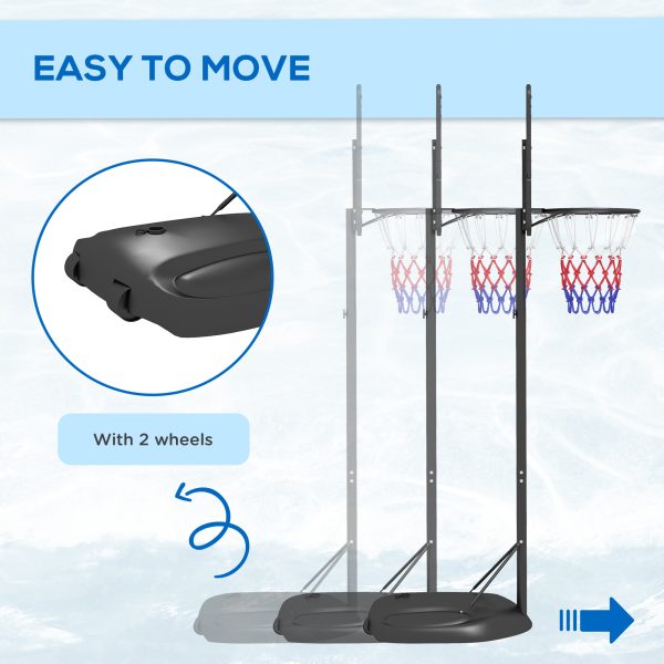 SPORTNOW 1.7-2.3m Basketball Hoop and Stand with Weighted Base, Wheels - Black - Image 3