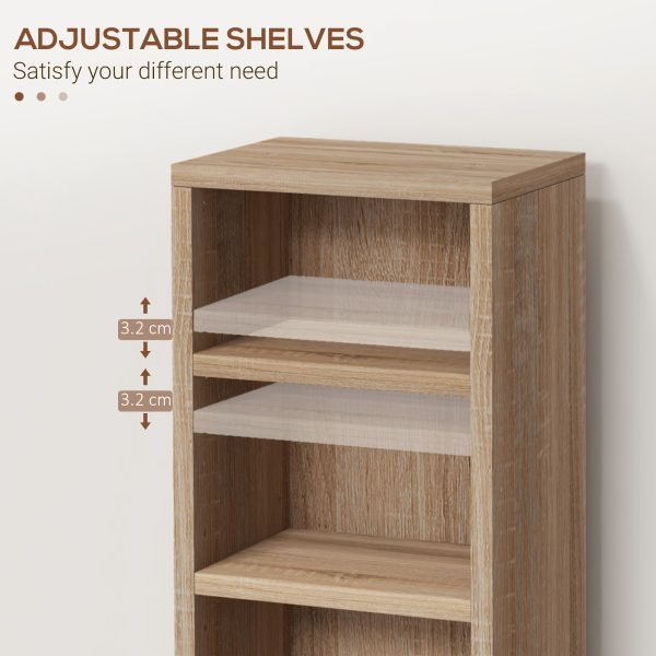 HOMCOM Set of 2 CD Media Display Shelf Unit Tower Rack Adjustable, Natural - Image 6