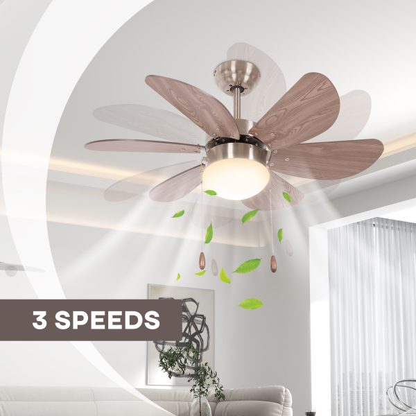 HOMCOM Mounting Reversible Ceiling Fan with Light, Pull-chain Switch, Brown - Image 4