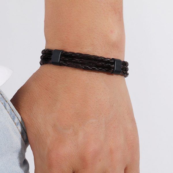 Mens Leather Clasp Bracelet - Image 3
